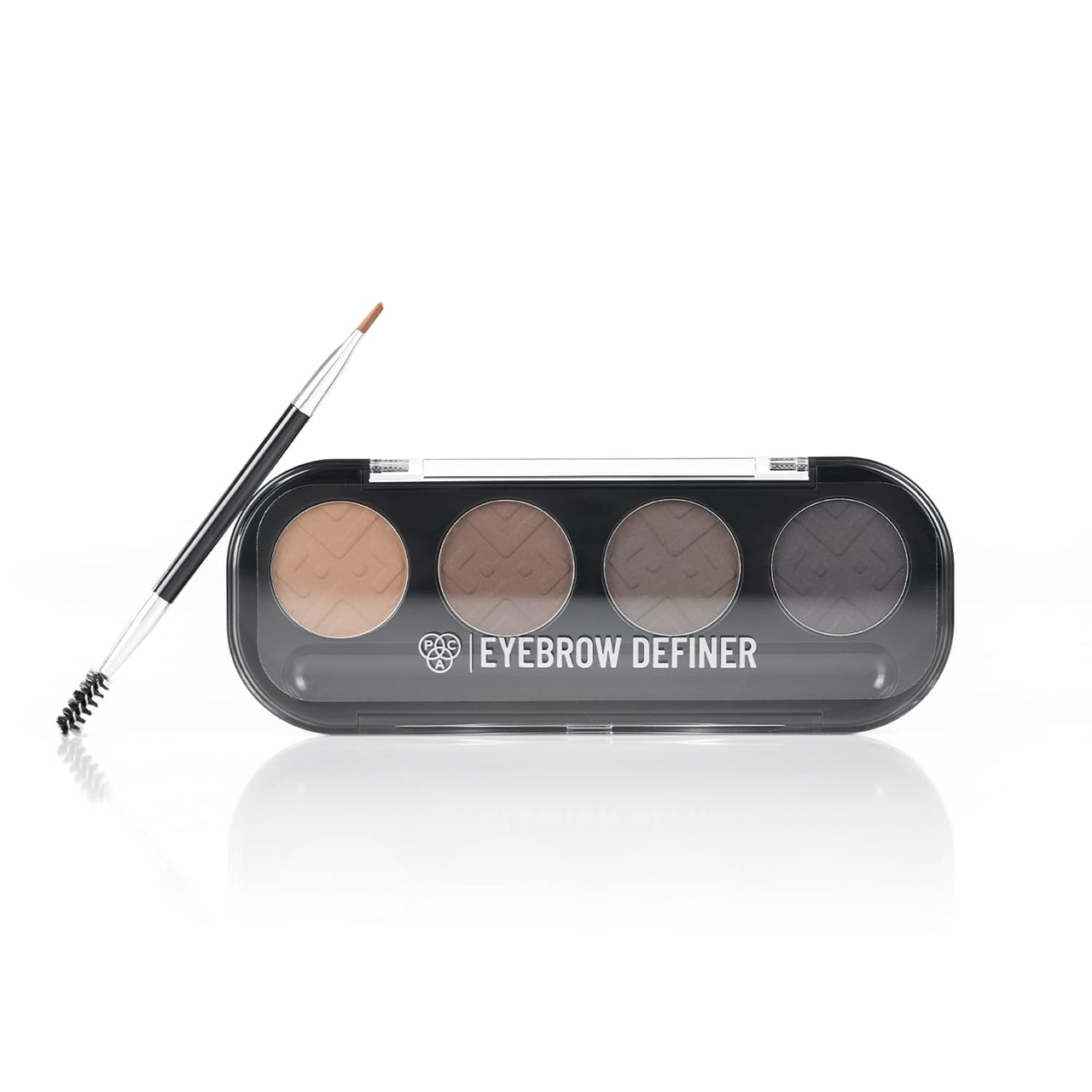 PAC Eyebrow Definer Palette (4 colors) | Comes with 2-in-1 Angled & Spoolie Brush | Fine Buildable Powder Formula | Long Wearing & Blendable Shades | 4G