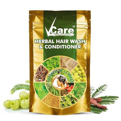 VCare Herbal Hair Wash And Conditioner For Men And Women| 100% Natural With 12+ Herbs Amla, Shikakai, Bhringraj, Hibiscus Powder For All Hair Type,-100gm (Pack Of 3)