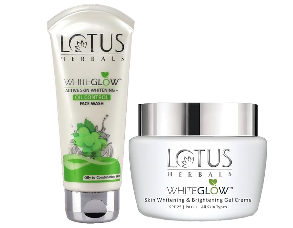 Lotus Herbals Whiteglow Oil Control Face Wash 100g, Gel Cream 60g, Set of 2
