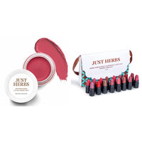 Just Herbs Ayurvedic, Natural Lip & Cheek Tint- 06 Pink Forever(Creamy Matte) & Just Herbs Ayurvedic Creamy Matte Lipstick Set38gm (Pack of 16)