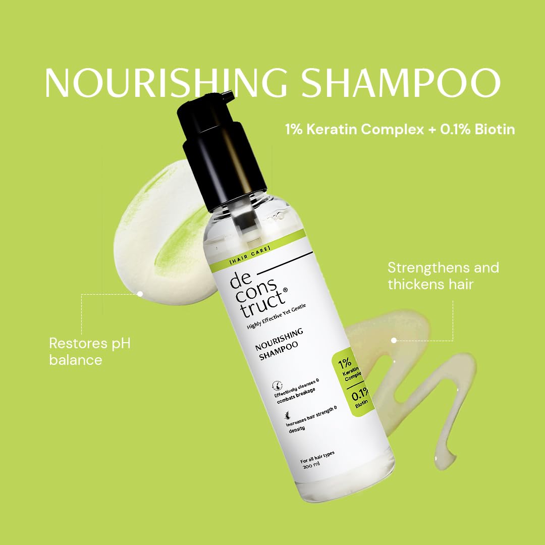 Deconstruct Nourishing Shampoo & Conditioner Duo | With Keratin, Biotin & Murumuru Butter | Removes Excess Oil & Reduces Frizziness | Smoothens & Strengthens Hair | For Men & Women | 200ml + 200g