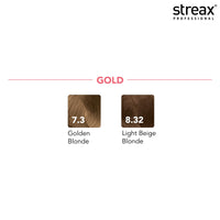 Streax Professional Argan Secrets Permanent Hair Colourant Cream - Golden Blonde 7.3 (Enriched with Argan Oil) For All hair types ; 90 gm