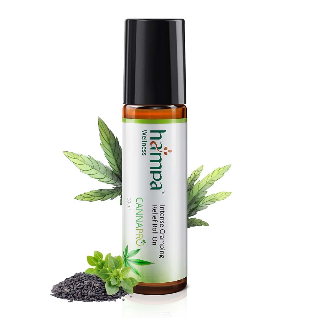 Hampa Intense Cramping Relief Roll-On 10ml | Ayurvedic Period Pain Relief Oil for Menstrual Cramps | With Vijaya Extract, Hemp, Peppermint & Marjoram | Fast-Acting Natural Formula | 100% Herbal