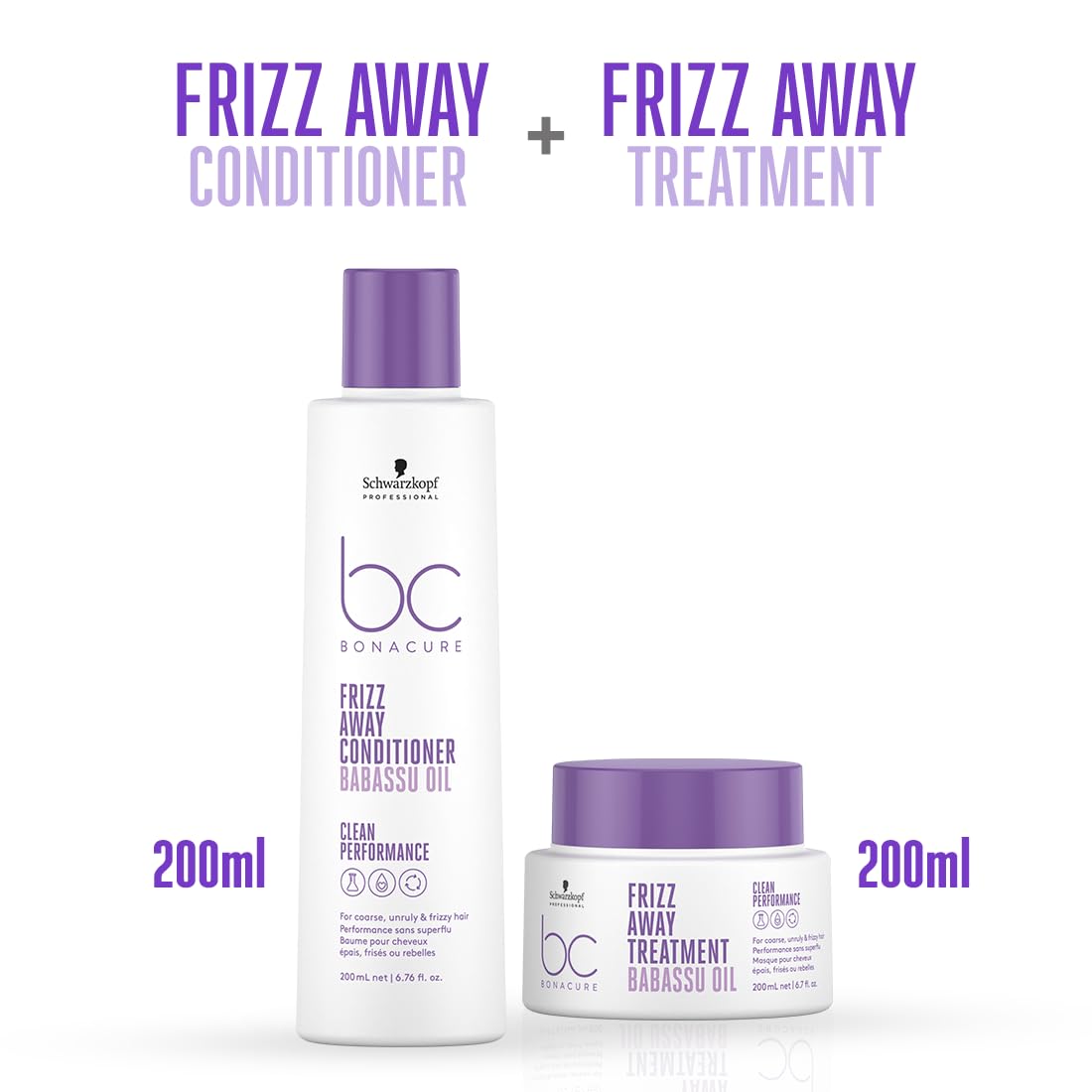 Schwarzkopf Professional Bonacure Frizz Away Treatment with Babassu Oil, 250 ml and Bonacure Frizz Away Shampoo, 200 ml