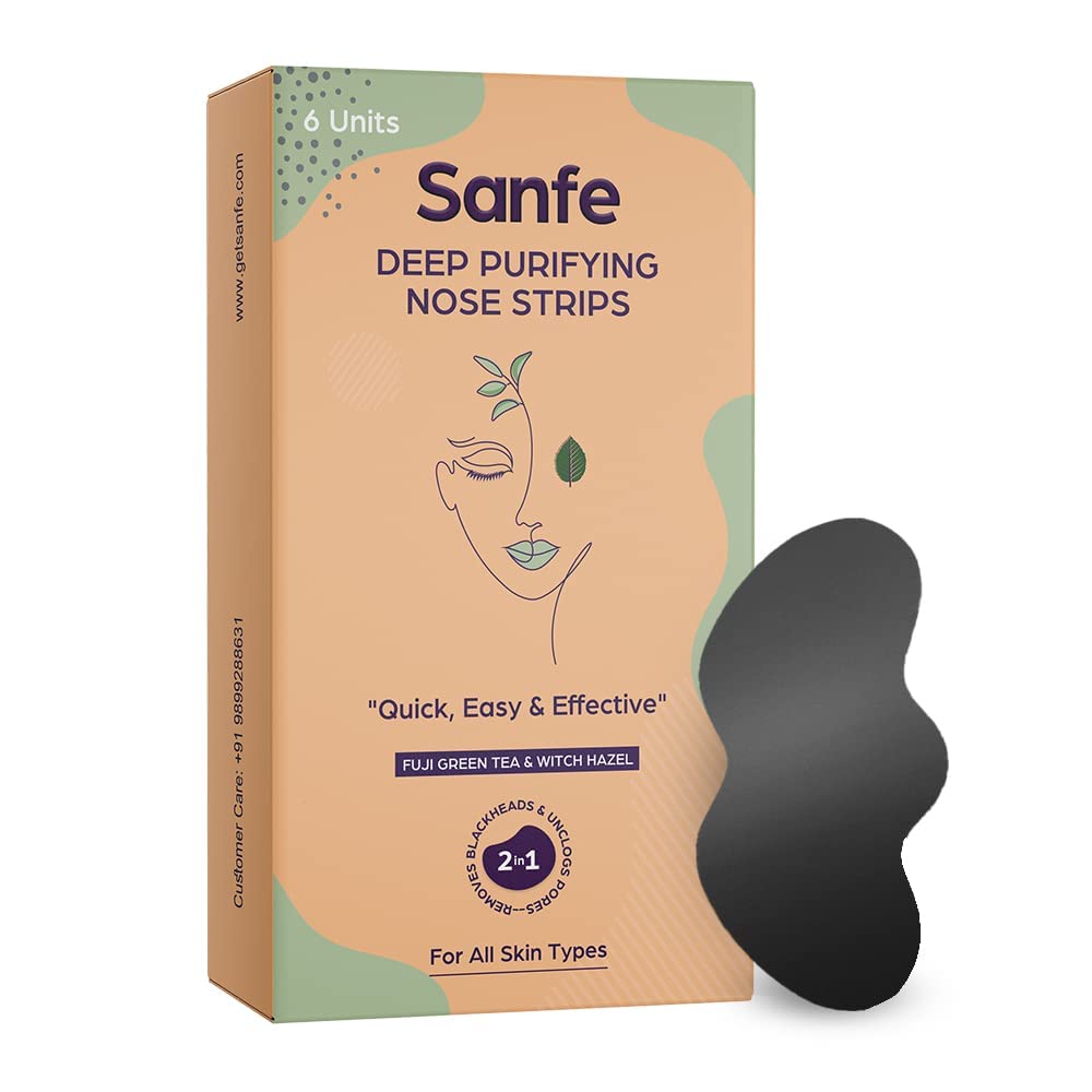 Sanfe Intimate Lightening Serum - 50g & Sanfe Deep Purifying Nose Strips for Women - Pack of 6 with Fuji Green Tea & Witch Hazel extracts
