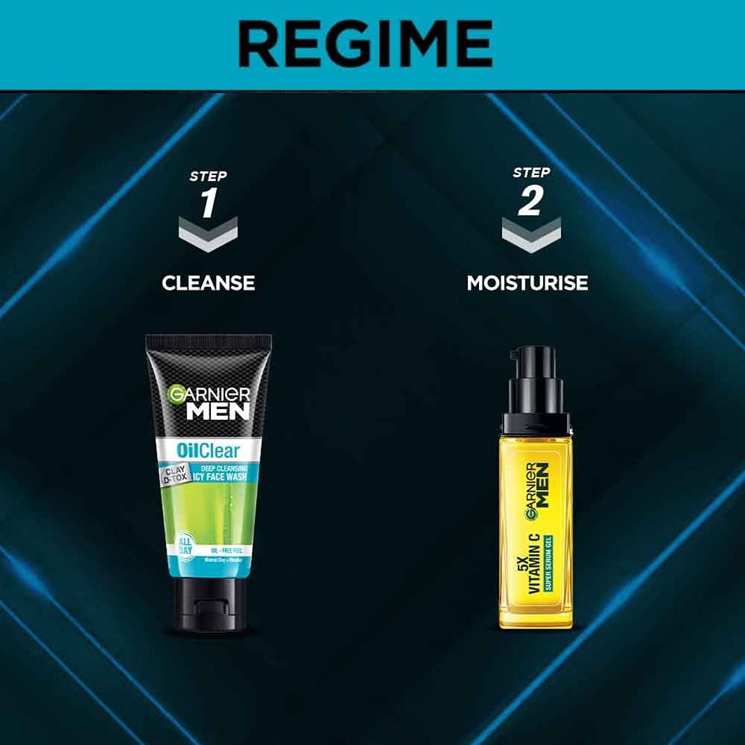 Garnier Men Oil Clear Clay D-Tox Deep Cleansing Icy Face Wash, 50gm