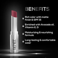 RENEE Matte Lock Lipstick - Pop, Moisturizing, Long Lasting & Weightless Formula, Intense Color Pay Off with Ultra-Matte Finish, Enriched with Avocado oil, Vitamin E, D & Beta-Carotene, 3.5 Gm