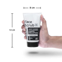 Ustraa Face Scrub for Men - 100g - with Activated charcoal, Tahitian Volcanic Sand & Walnut Granules - Great for Exfoliating skin & facial detox, Fights blackheads - For All Skin type