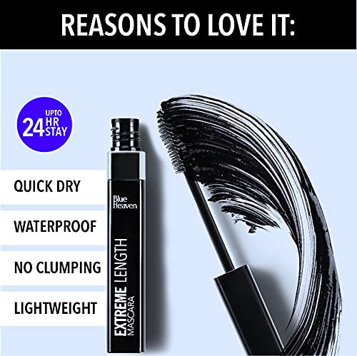 Blue Heaven Intense Eyeliner Easy Sketch, Black, 1ml & Extreme Length Mascara, Black, 9ml (Matte Finish)