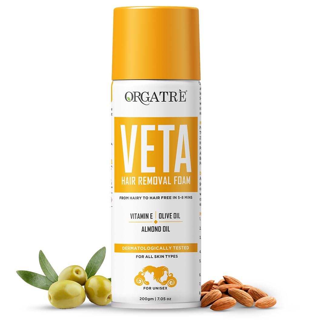 ORGATRE Hair Removal Cream Spray for Men & Women | Painless Body Hair Remover for Chest, Back, Legs, Underarms & Intimate Skin | 200 gm