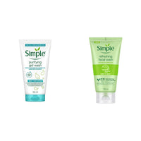 Simple Daily Skin Detox Purifying Gel Facial Wash, 150 ml & Simple Kind To Skin Refreshing Facial Wash 150 Ml