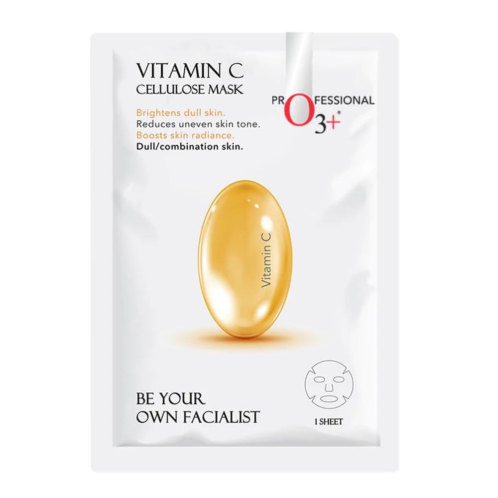O3+ Power Brightening Bubble Sheet Mask for Deep cleansing and glowing skin (30gm & O3+ Facialist Vitamin C Cellulose sheet Mask for pigmentation and uneven skin (30g) Combo