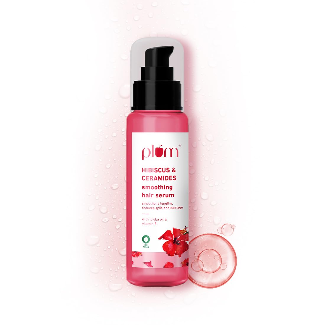 Plum Hibiscus & Ceramides Smoothing Hair Serum | Enriched with Jojoba Oil & Vitamin E | Nourishing Formula for Long, Frizz-Free Hair | Suitable for All Hair Types | 100% Vegan & Cruelty-Free | 75ml