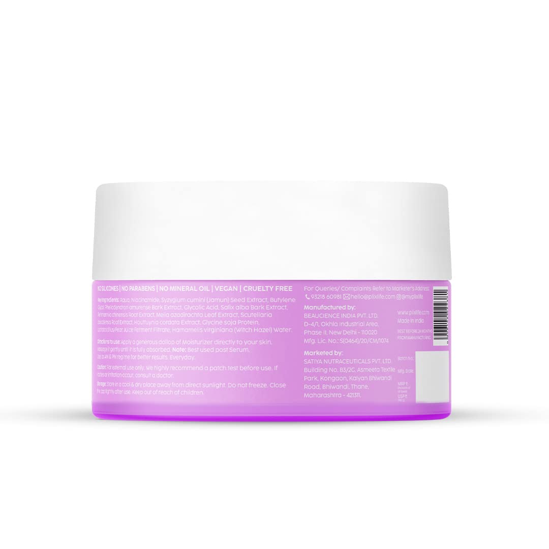 PLIX - THE PLANT FIX 2% Niacinamide Jamun Moisturizer (50 gm), Helps Reduce Pimples with 2% Acne Buster, For Oily and Acne Prone Skin, With Witch Hazel & Jamun Extract