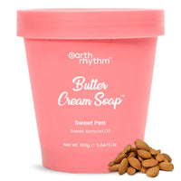 Earth Rhythm Sweet Pea Butter Cream Soap Cleanse, Moisturizes Skin, Make Skin Soft & Supple | Shea Butter, Sweet Almond Oil | for All Skin Type | Men & Women - 160gm