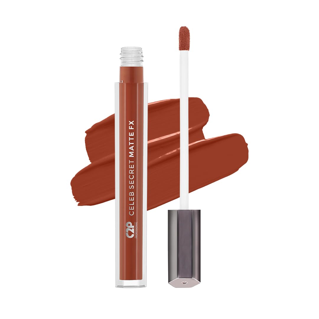 C2P Pro Liquid Lipstick Waterproof Matte Orange Lipsticks for Women | Long Lasting Smudge Proof | Infused with Argan Oil, Celeb Secret (Liquid Lipstick Huma, 2 ml)