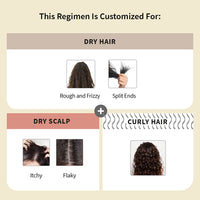 Vedix Customized Hair Fall Control Regimen For Dry Hair/Scalp & Curly Hair - 3 Product Kit - Anti Hair Fall Oil Fenugreek + Sesamum - Shampoo For Dry Hair - Vithan Pro Hair Growth Serum - 540 Grams