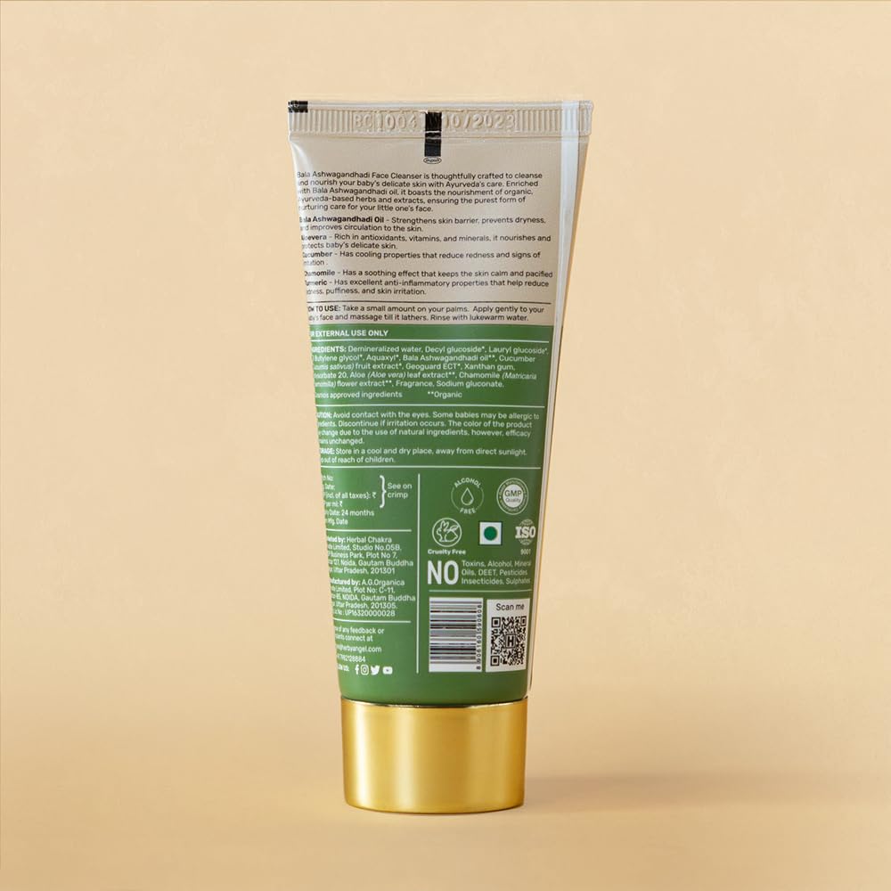 Herby Angel Face Cleanser for Babies & Kids | Dermatologically Tested, Organic Face Wash | With Rose Water, Turmeric & Aloe Vera | All Skin Types | Baby Skincare | Safe for Newborns (50ml)