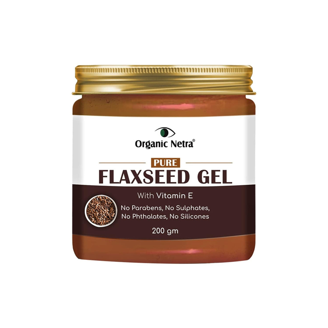 Organic Netra Pure Flaxseed Gel with Vitamin E for Hair and Skin Strengthens and Nourishes Hair and Skin Health Safe for All Skin Types Reduces Fine Lines and Wrinkles 200g