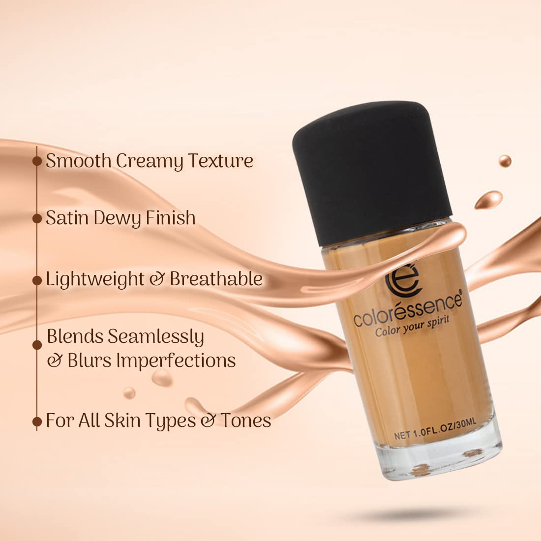 Coloressence Liquid Foundation | Waterproof Long Stay | Buildable Coverage |Pink Beige-30ml