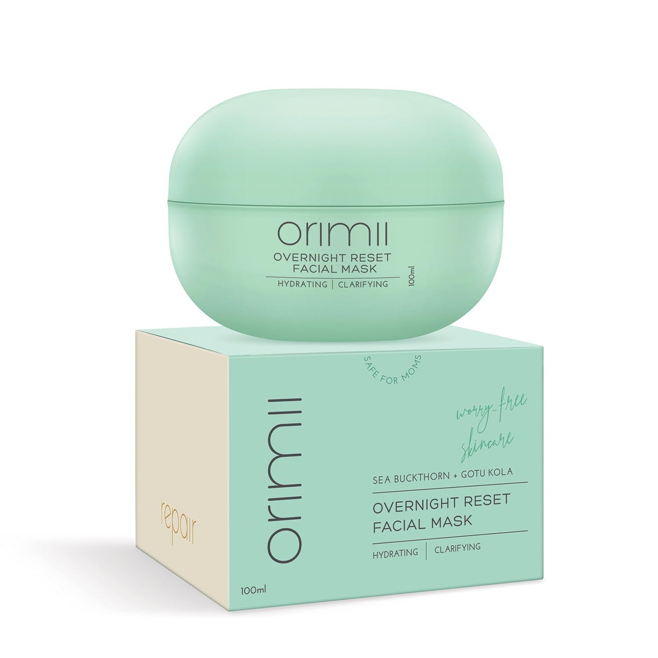 Orimii Sleeping Face Mask for Overnight Repair & Stress Relief (100ml) | Anti Oxidant Rich, Moisturizes, Soothes & Repairs Overnight | Lightweight 100% Natural Night Cream Gel For All Skin Types