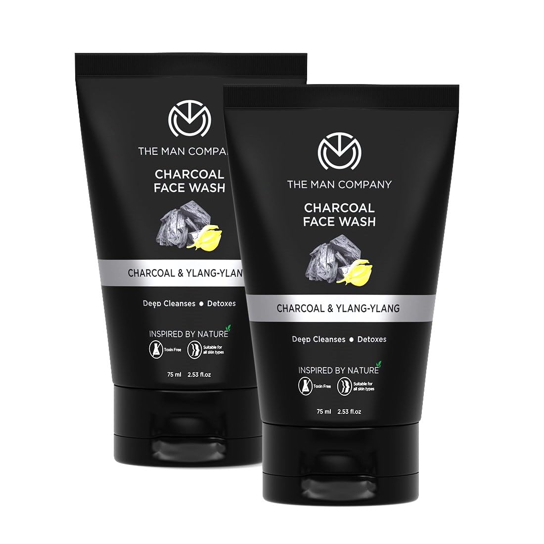 The Man Company Charcoal Face Wash (Buy 1 Get 1 Free) -75ml Each | Ylang Ylang | Anti Pollution, Acne Oil Control | Deep Cleansing | Blackheads Removal | All Skin Types