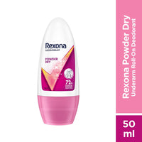 Rexona Powder Dry Underarm Roll On Deodorant For Women, Antiperspirant, Removes Odour, Keeps Skin Fresh & Clean, Alcohol Free, Skin Friendly, 50ml (Pack of 2)