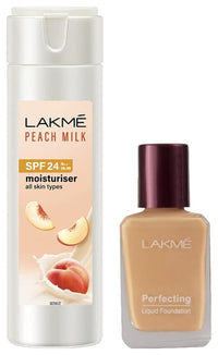 Lakmé Perfecting Dewy Liquid Foundation for All Skin Type, Pearl, Foundation for All Skin Type - 27Ml, Light Coverage, Moisturiser Lotion - 120 Milliliters