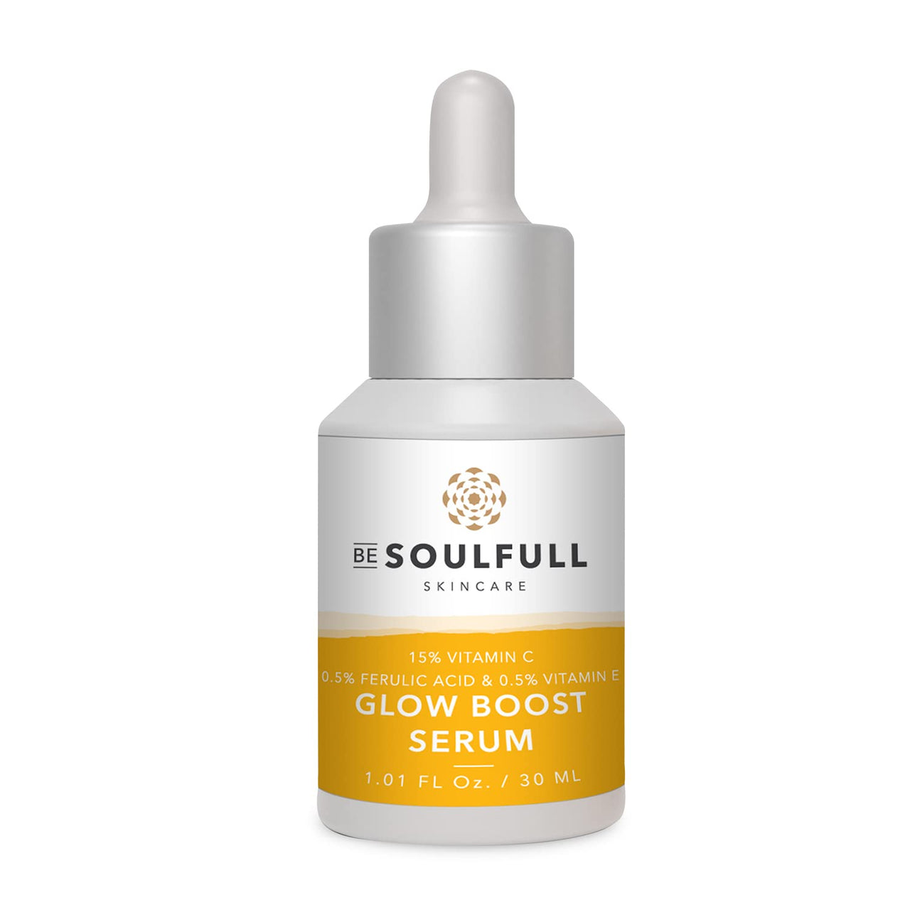BE SOULFULL 15% Vitamin C Serum with 0.5% Ferulic Acid & 0.5% Vitamin E for Glowing Skin-Skin Brightening Serum-Antioxidant Serum-Reduce Wrinkles & Dark Spots, 30ml / 1.01 Fl Oz