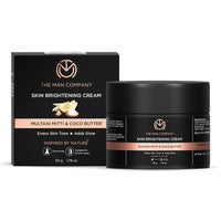 The Man Company Skin Brightening Cream - 50gm for Glowing Radiant Skin | Enriched with Multani Mitti, Coco Butter, Hyaluronic Acid | Reduces Acne & Dark Spots Naturally
