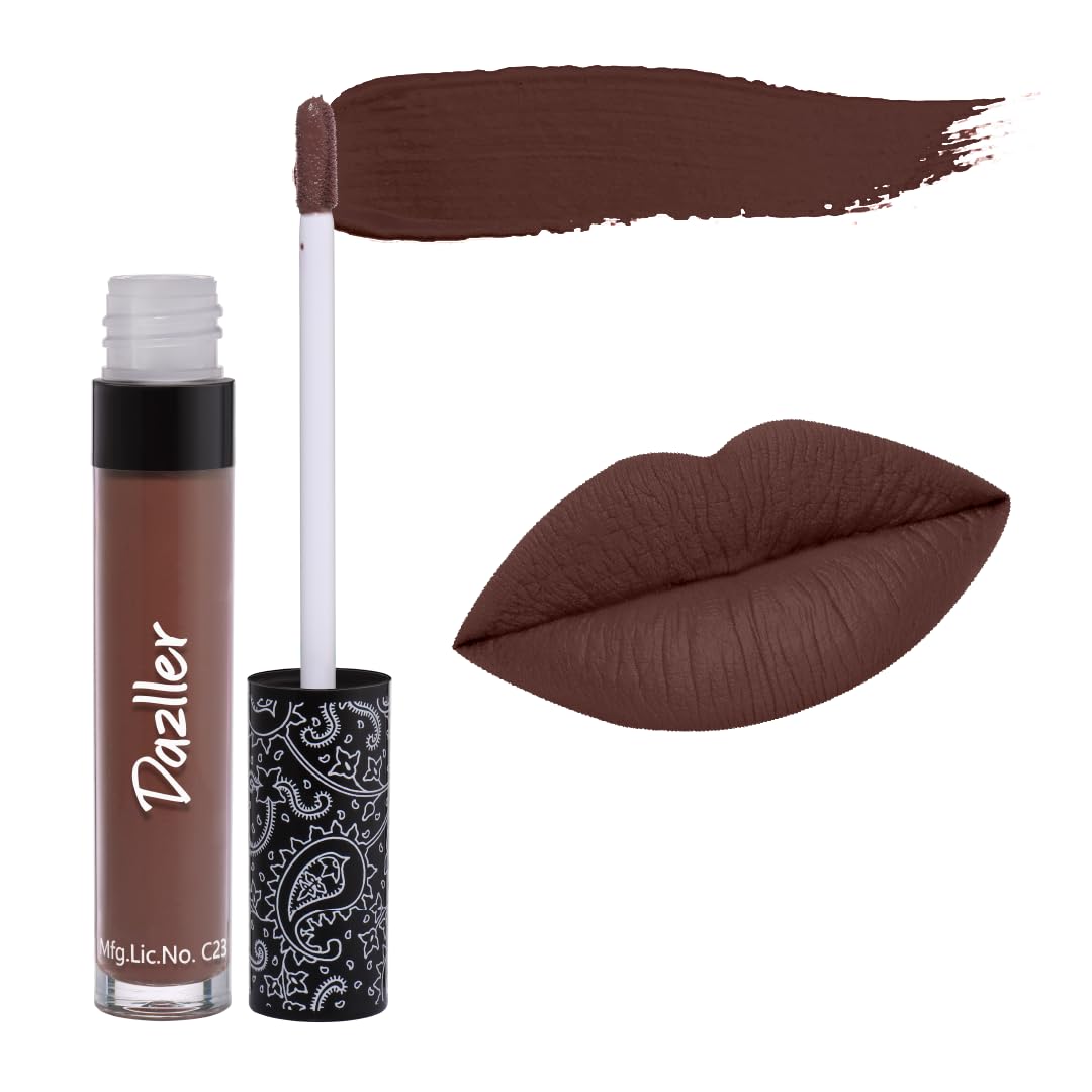 DAZLLER All Day Lipcolour|Moisturizing Matte Kokum Butter|Non-Transfer & Smudge-Proof|8Hr Stay|Liquid Lipstick For Women|DLC033 Alabaster|6G