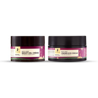Pilgrim Men & Women Nourish & Repair Vino Night Pamper Range|Reduces Dark Circles,Eye-Puffiness|Nourish & Repair|Red Vine Night Cream Gel 50G,Under Eye Cream 30G|Normal,Dry,Oily Skin|&|Vegan|