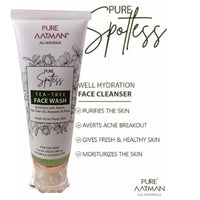 PURE AATMAN Tea Tree Cleansing Face Wash for Oily, Acne Prone, Dry & Combination Skin Fight Pimples & Control Excess Oil Gentle Exfoliating & Non-Drying Women & Men Moisturising Facial Wash- 100 ml