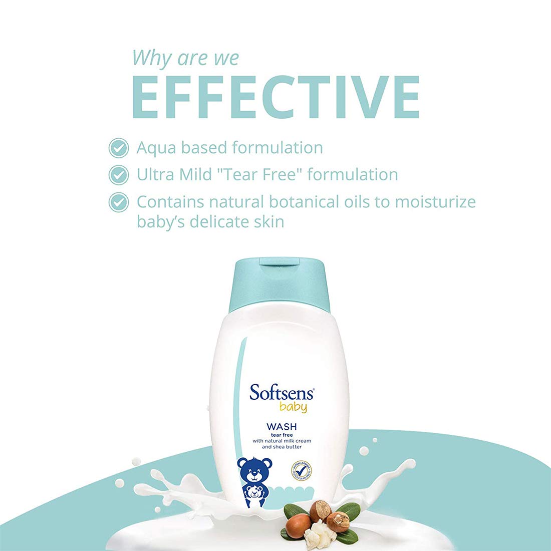 Sotftsens Baby TEAR FREE Baby Wash with natural milk cream & shea butter (200ml x Pack of 4)