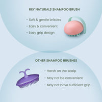 Rey Naturals Hair Scalp Massager | Shampoo & Hair Oil Brush for Men and Women | Hair Growth, Scalp Care and Relaxation | Oil Massager For Scalp | Soft Silicon Bristles for Gentle Massage | Pink