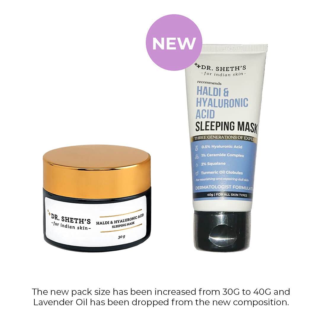 Dr. Sheth's Haldi & Hyaluronic Acid Sleeping Mask Cream For Even Tone, Acne, Dullness & Hydration | With Ceramides & Vitamin E For Women & Men -40g