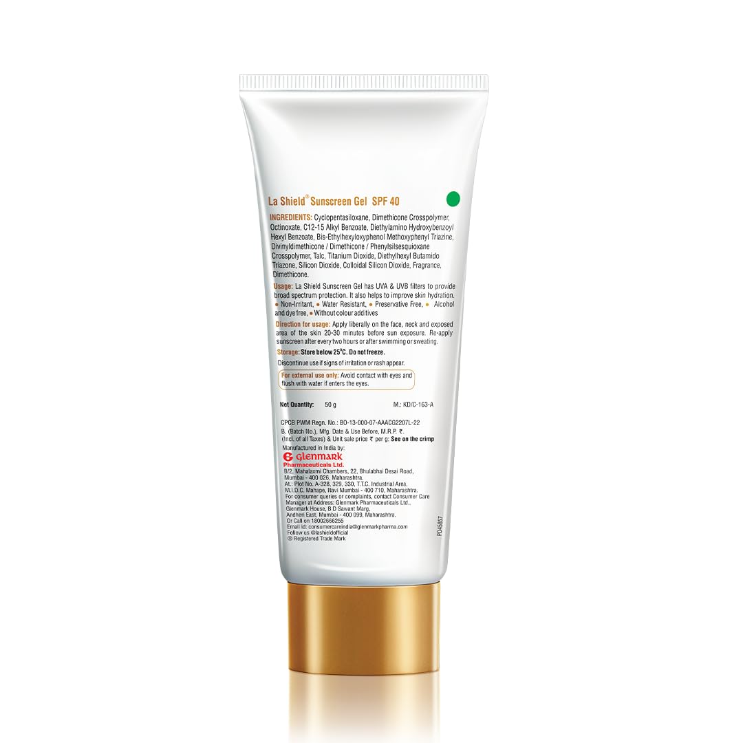 La Shield SPF 40 PA+++ Mineral Sunscreen Gel | Superior Matte Finish | Oil-free | Lightweight | No white cast | For Acne Prone, Oily or sensitive skin |Dermatologist Prescribed | 50g
