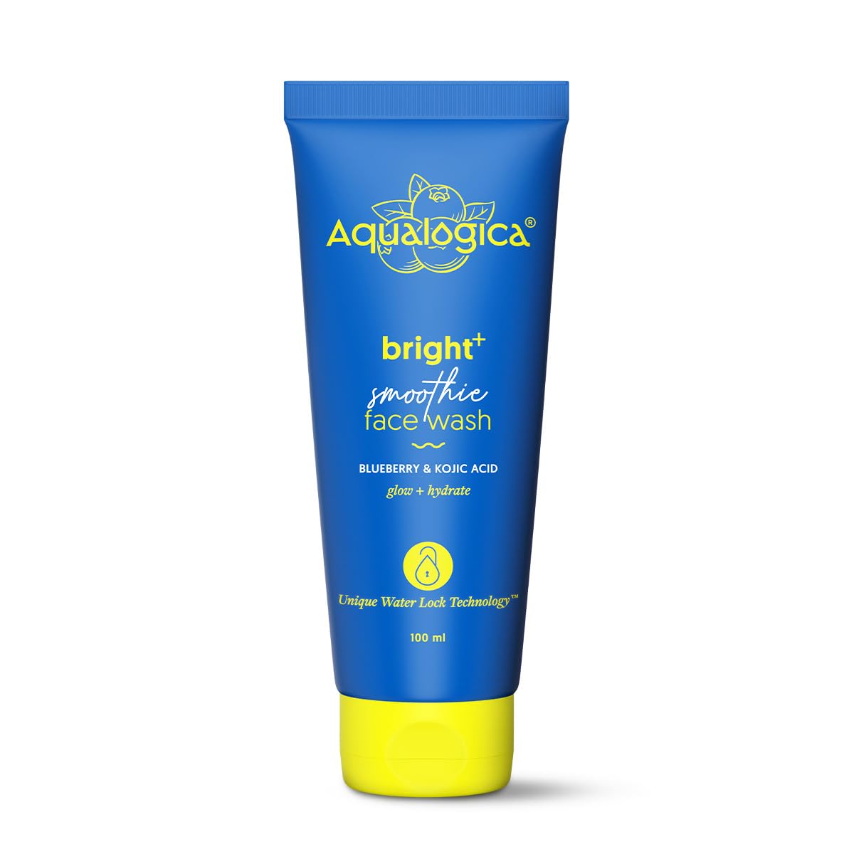Aqualogica Bright+ Smoothie Face Wash | Brightening Face Wash for Glowing Skin | Deep Cleansing & Gentle Exfoliation | With Blueberry, Kojic Acid, AHAs & BHAs | For All Skin Types | For Men & Women | 100 ml