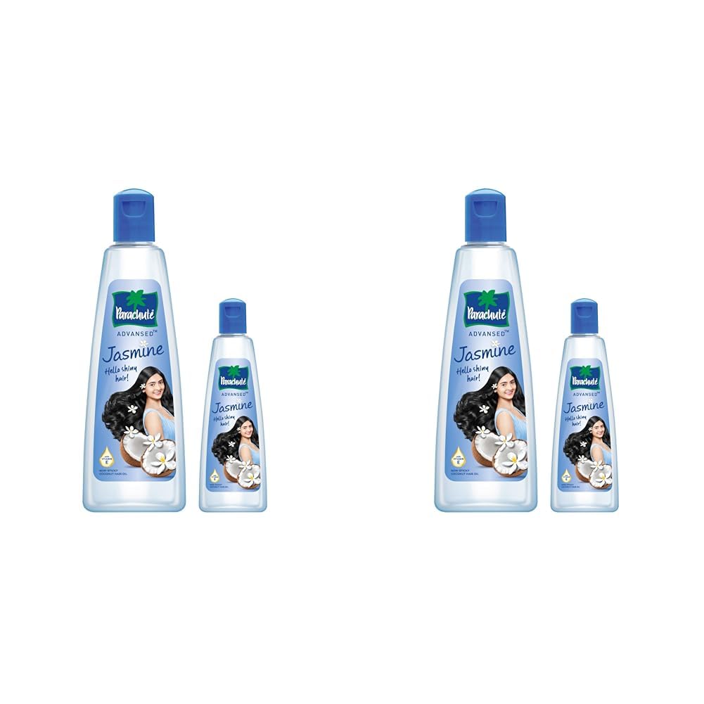 Parachute Advansed Jasmine Coconut Hair Oil with Vitamin E for Healthy Shiny Hair, Non-sticky, 400ml + 90ml (Pack of 2)