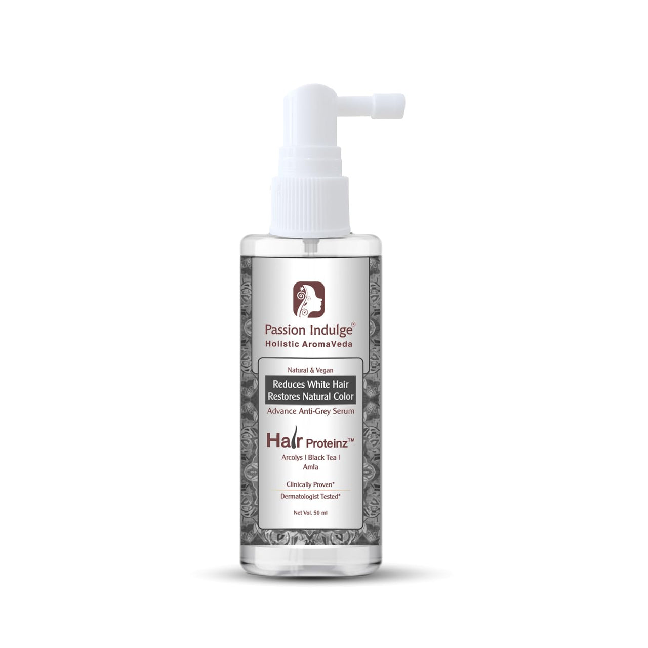 Passion Indulge Anti Grey Hair Serum -50 ml | Hair Proteinz Serum with Arcolys, Black Tea & Amla | Restore Natural Color