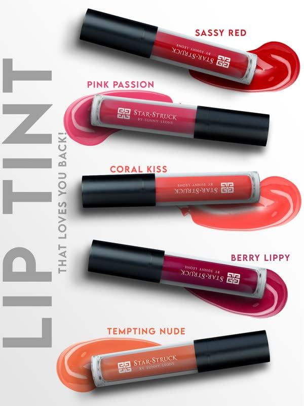 STARSTRUCK BY SUNNY LEONE Glossy Lip Tint For Women, Coral Kiss | Glossy Lipstick, Non Sticky, Hydrating, Light Weight & Long Lasting | With Jojoba Oil & Shea Butter
