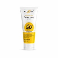 Elibliss Eco Glow Sunscreen Lotion SPF 50+ PA+++ | Broad Spectrum UVA & UVB Protection with Vitamin C & Niacinamide | Non-Greasy, All Skin Types - 50ml