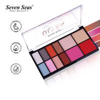Seven Seas Ultra Smooth Eyeshadow Palette Pigmented Colors | Long Wearing And Easily Blendable Eye Makeup Palette | Multicolor - 30Gm | Shimmery & Glitter Finish (Skin)