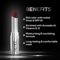 RENEE Matte Lock Lipstick - Funk, Moisturizing, Long Lasting & Weightless Formula, Intense Color Pay Off with Ultra-Matte Finish, Enriched with Avocado oil, Vitamin E, D & Beta-Carotene, 3.5 Gm