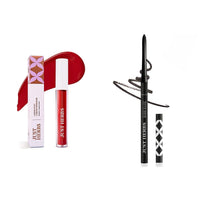 Just Herbs Liquid Sindoor Long Lasting Quick Dry 5g (Scarlet Maroon) & Just Herbs Retractable 2 in 1 Herbal Eyeliner + Kajal - Black 0.3g Combo