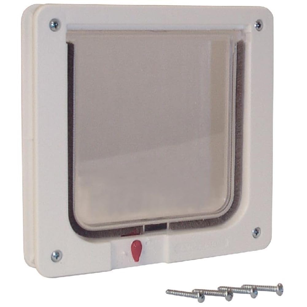 Ideal Pet Products Cat Flap Door with 4 Way Lock, 6.25" x 6.25" Flap Size, Cream (SPF) Small 6.25" x 6.25" Flap Size