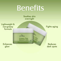 Aravi Organic Green Tea Night Gel Moisturizer - For Overnight Hydration - For Anti-Aging Oil Free Gel Moisturizer -For Men & Women - 50 gm