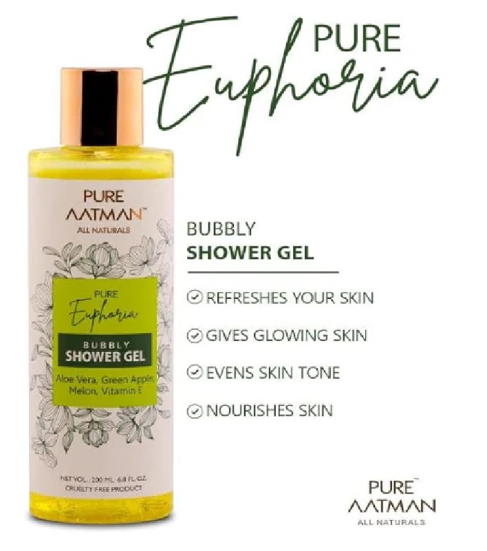 Pure Aatman Green Apple & Aloe vera Rejuvenating Body Wash For Women & Men,Deeply Nourishing Shower Gel, 200ml