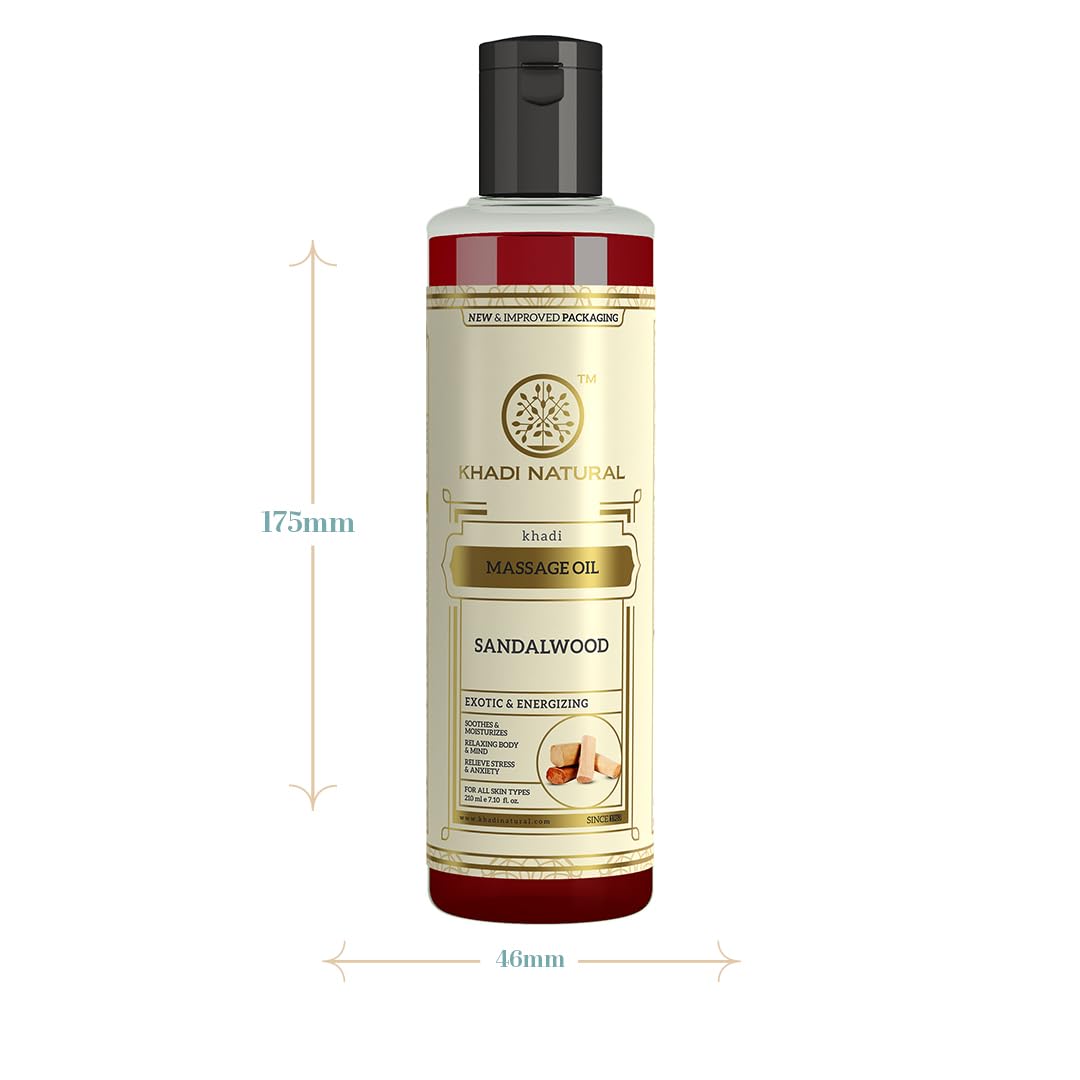 Khadi Natural Sandalwood Massage Oil |Stress relieving properties| Relaxes aches and pains|Aromatherapy| Suitable for All Skin Types| 210ml