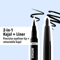 Blue Heaven Intense Duo Kajal + Eyeliner Stick, Black(0.55Ml+0.30Gm), Matte Finish